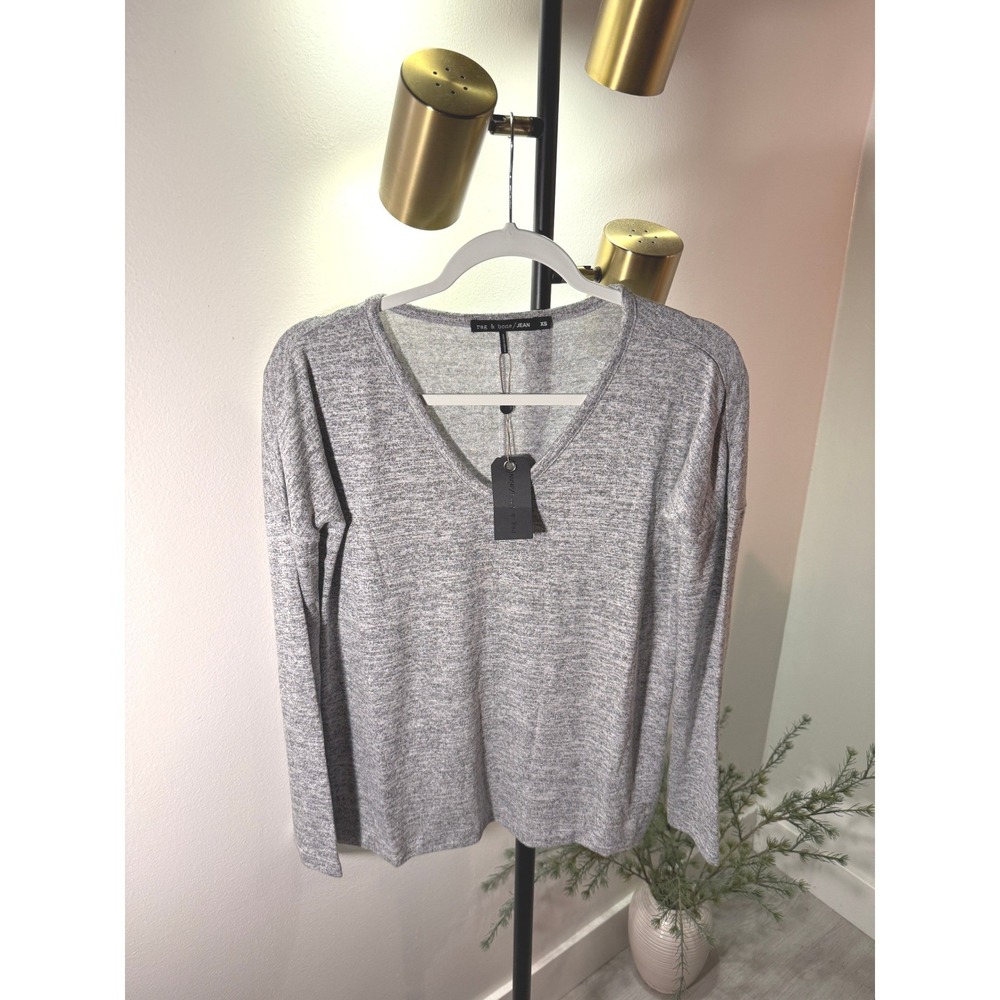 Rag and Bone Theo LS T Heathered V-Neck Gray Ultra Soft W255C946A Womens XS NWT